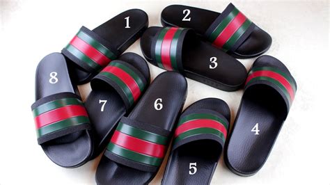 difference between real and fake gucci slides|authenticate Gucci marmont raffia slides.